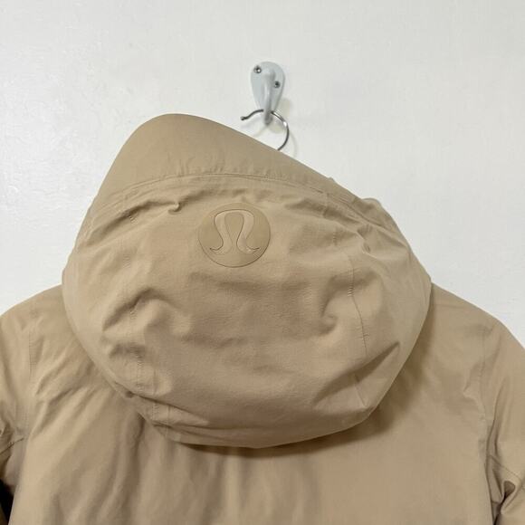 Lululemon Slush Hour Hooded Down Jacket Size 4 Trench Beige Cropped Waterproof - Picture 5 of 14